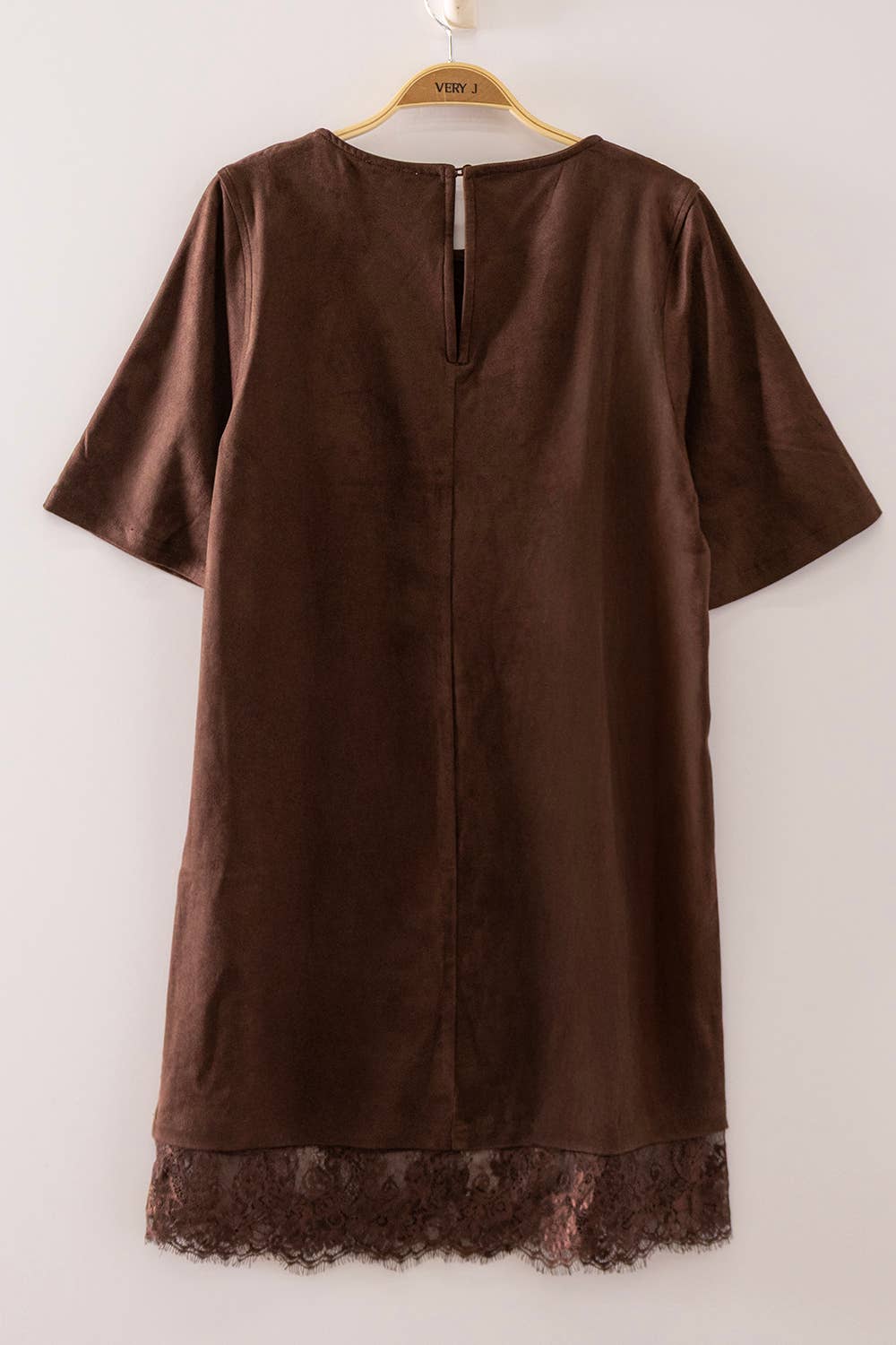 Suede Lace Hem Dress