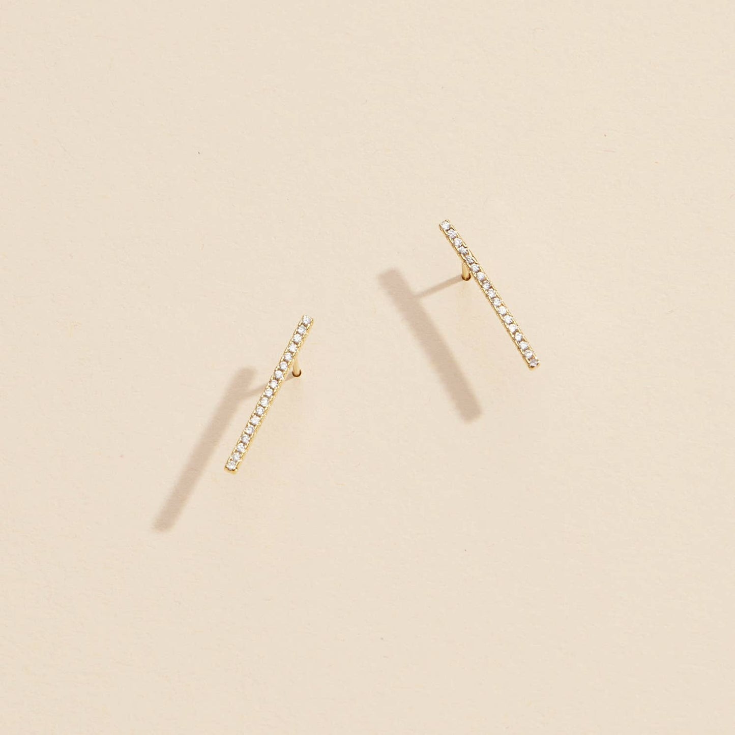 Bar Rhinestones Gold Dip Stud Earrings