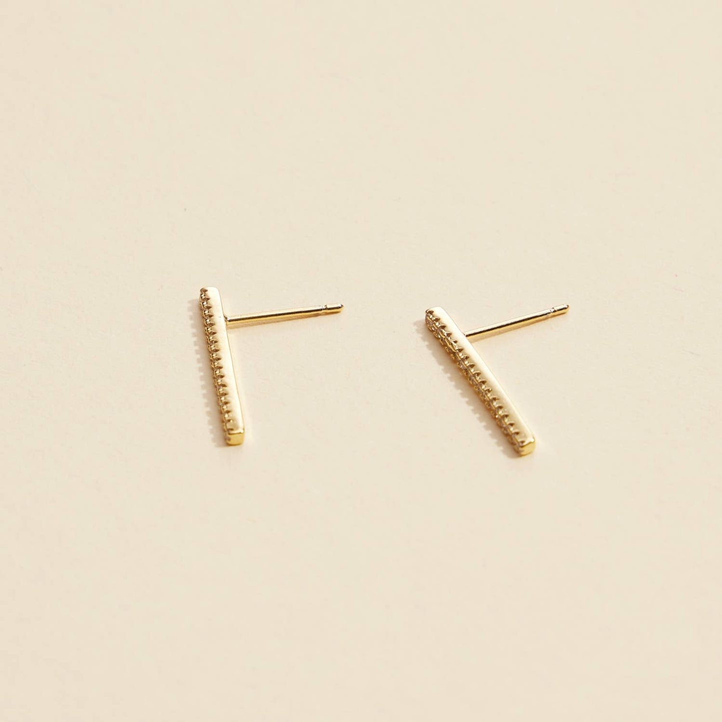 Bar Rhinestones Gold Dip Stud Earrings