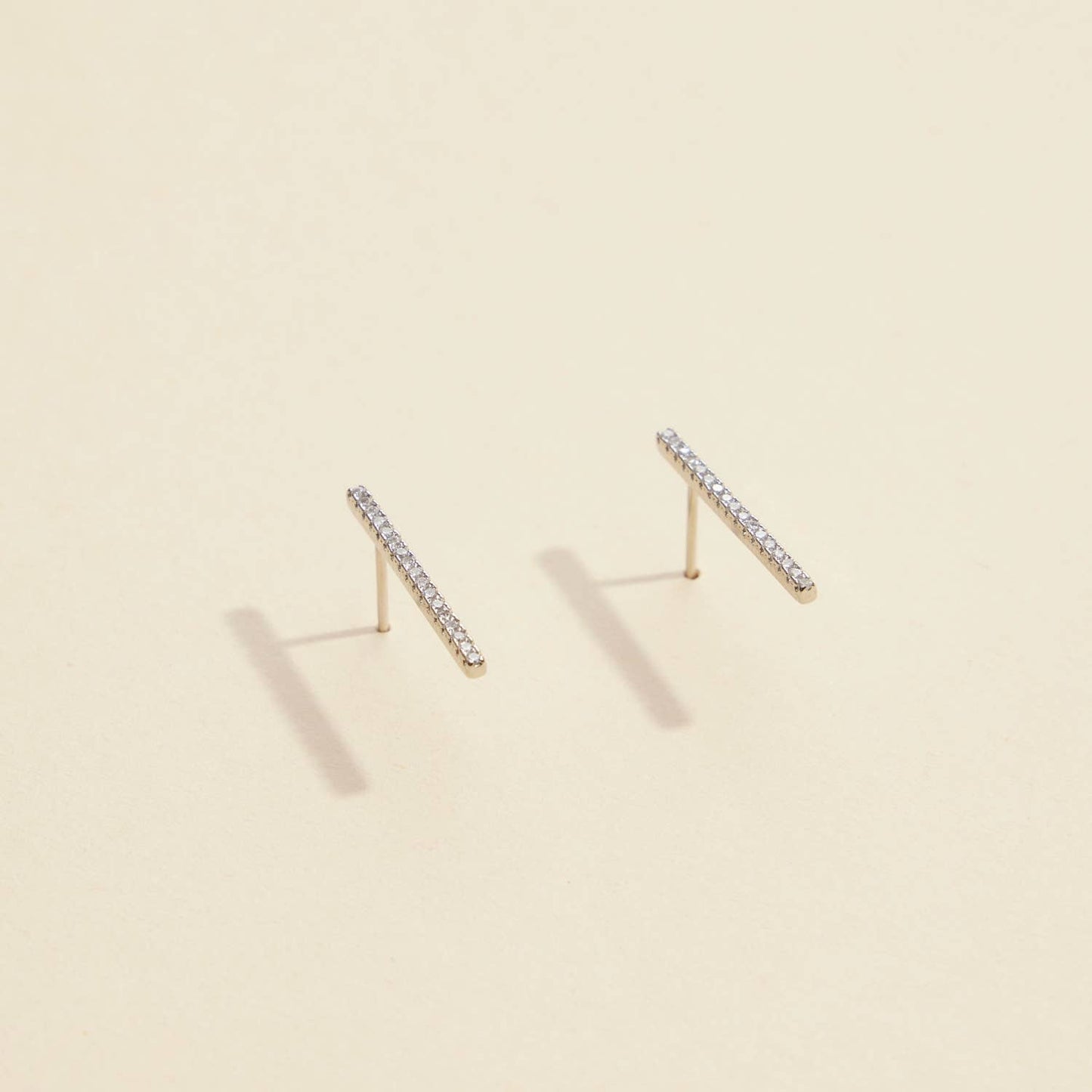 Bar Rhinestones Gold Dip Stud Earrings