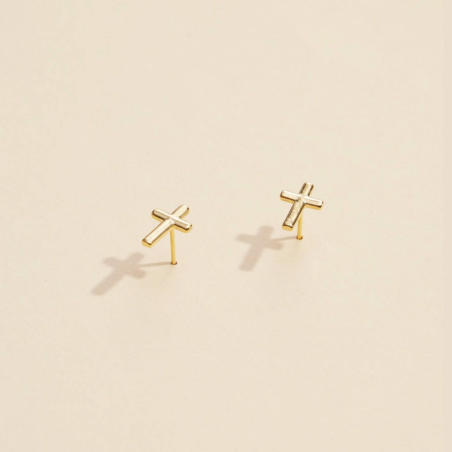 Gold and Silver Cross Stud Earrings