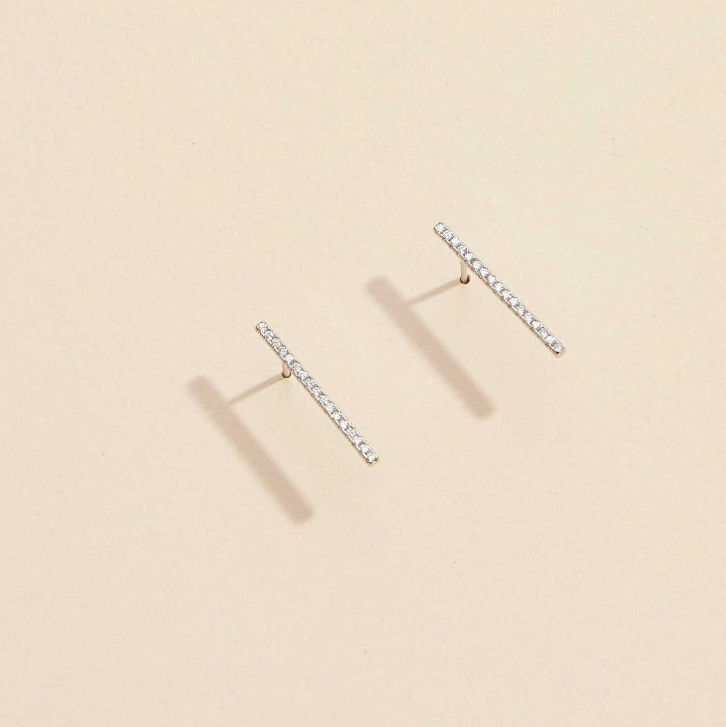 Bar Rhinestones Gold Dip Stud Earrings