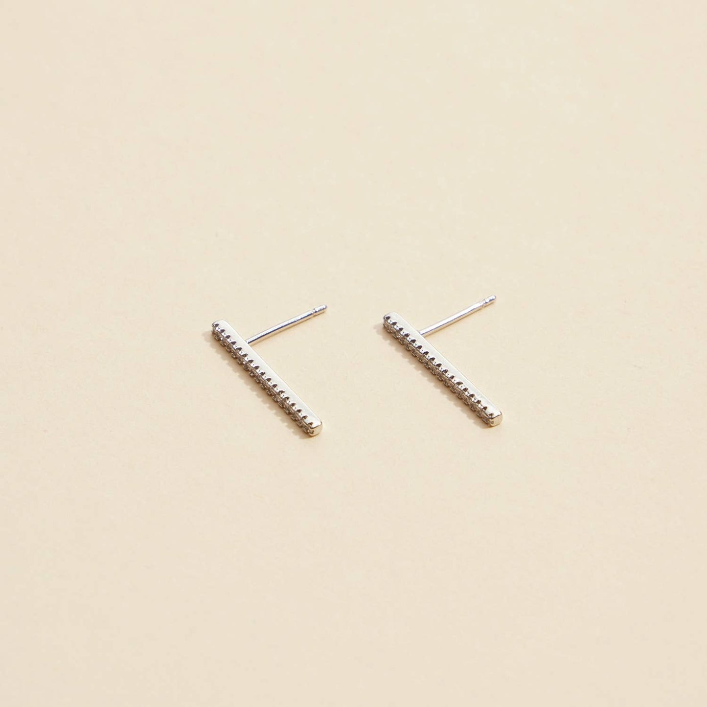 Bar Rhinestones Gold Dip Stud Earrings
