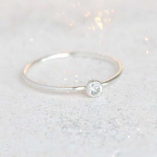 Silver Diamond Stacking Ring