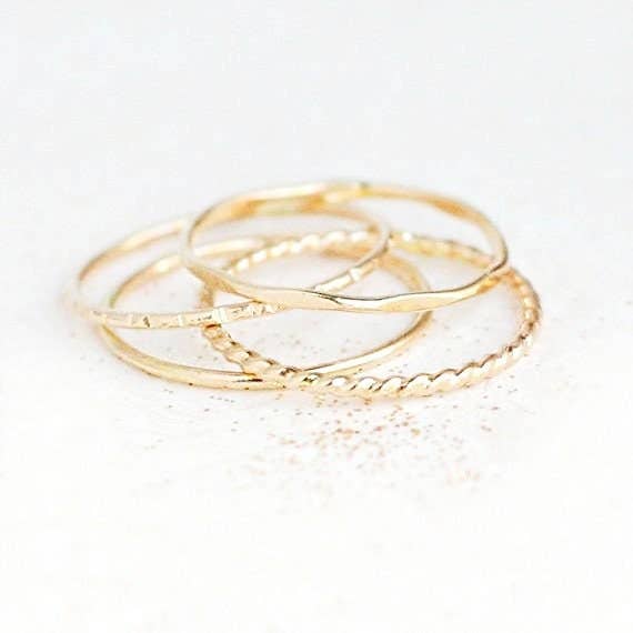 Gold Skinny Stacking Rings