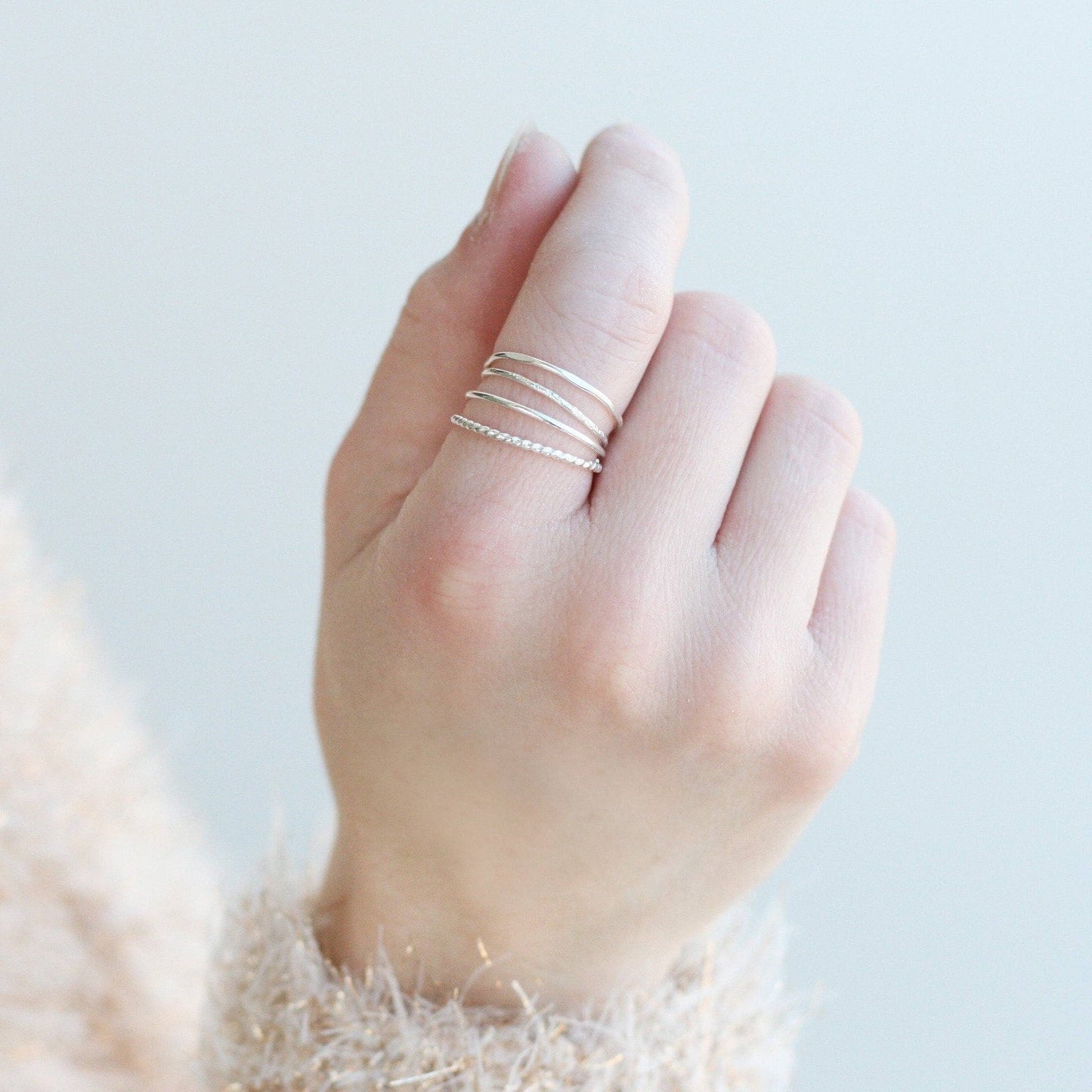 Silver Skinny Stacking Rings