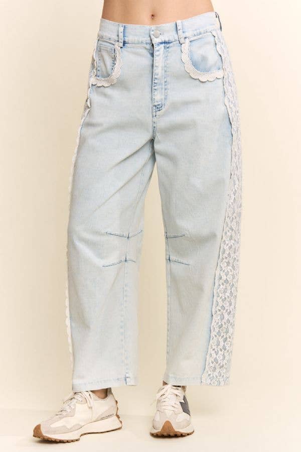 HR Lace-Trim Baggy Jeans