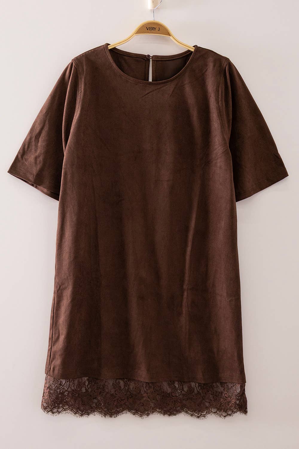 Suede Lace Hem Dress