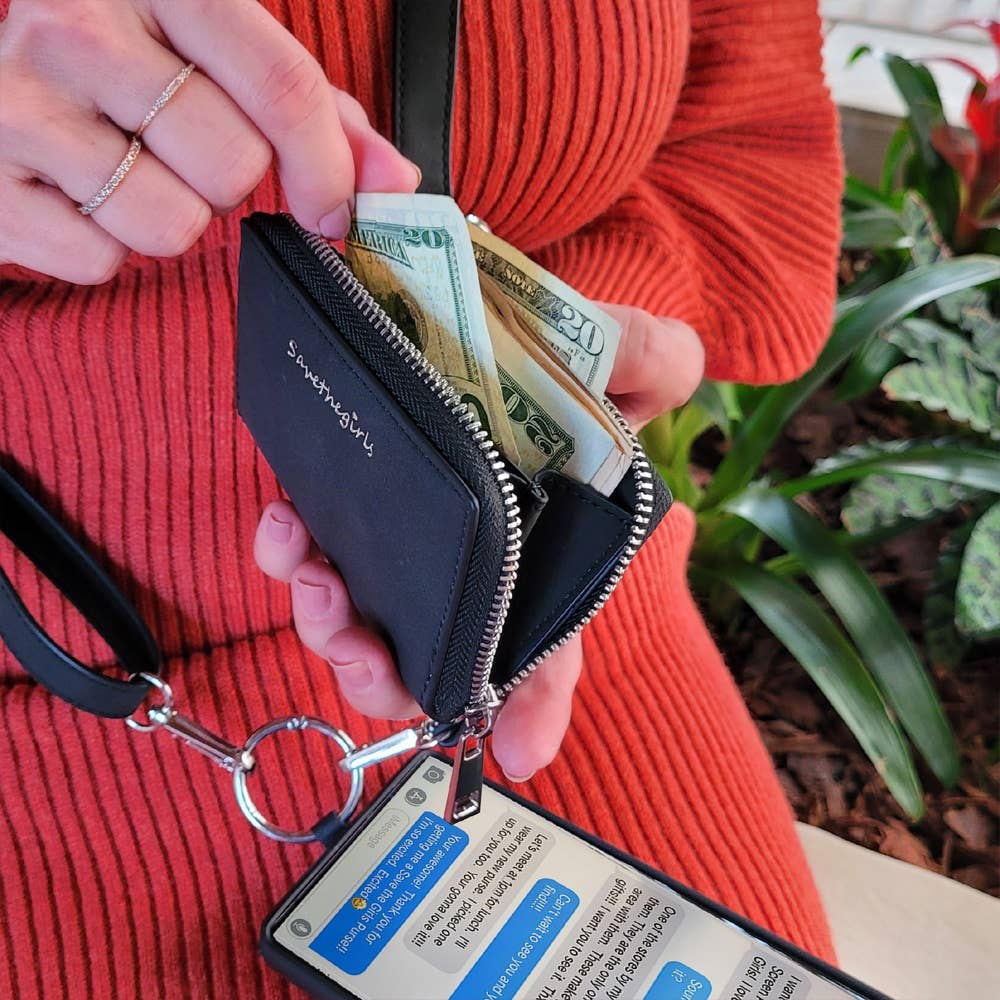 Clip & Go Brushed Vegan Leather Phone Lanyard