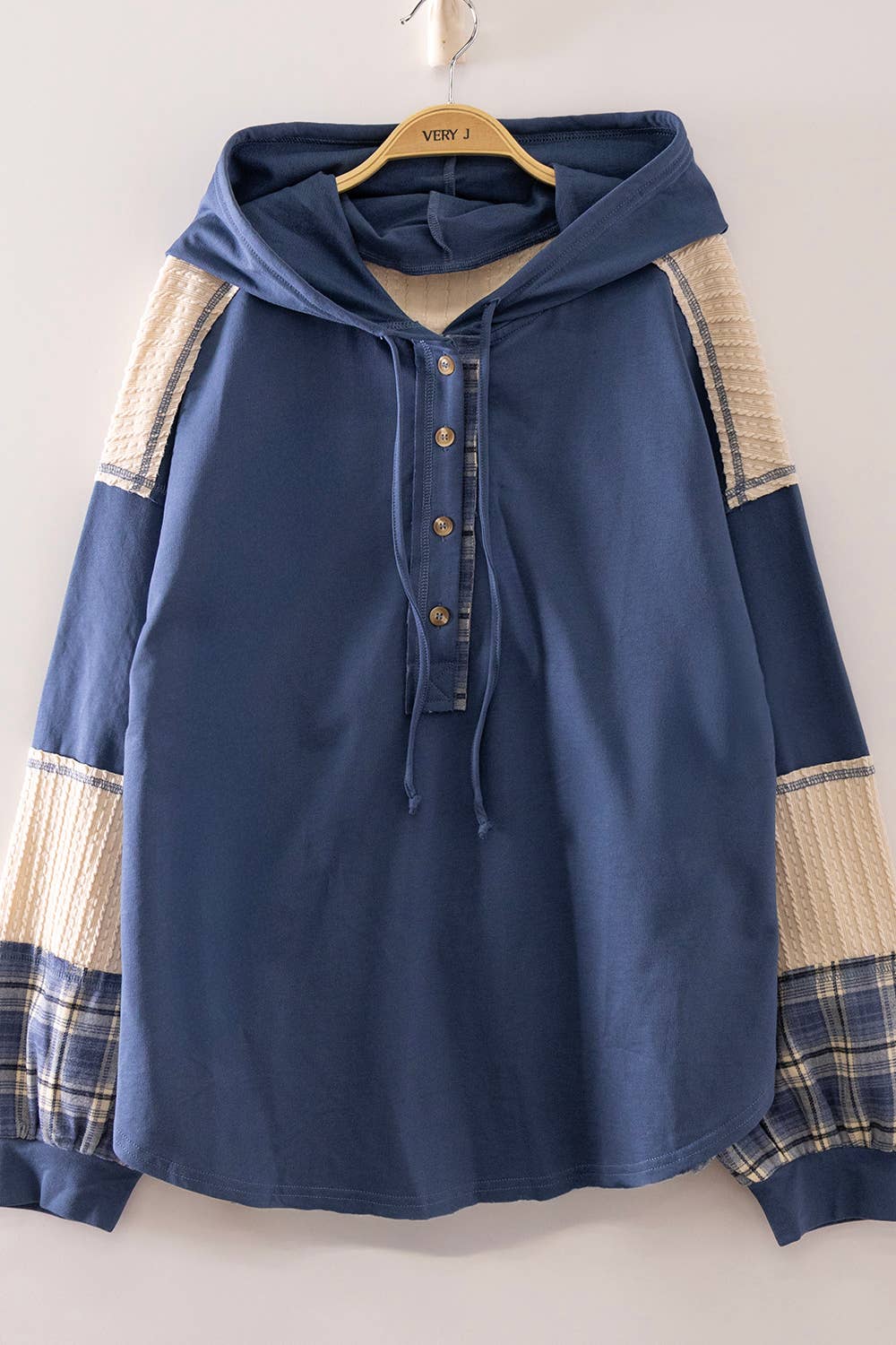 Plaid Contrast Hoodie Pullover