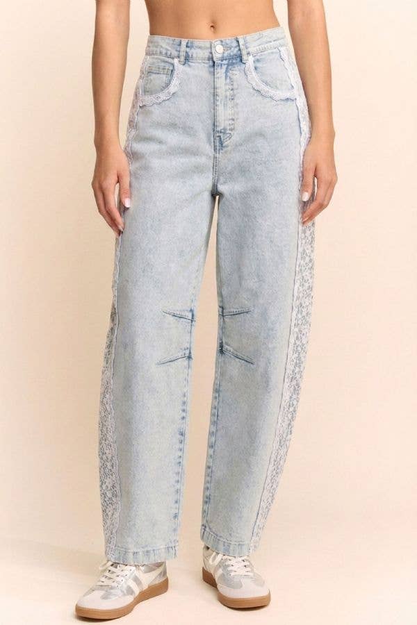 HR Lace-Trim Baggy Jeans