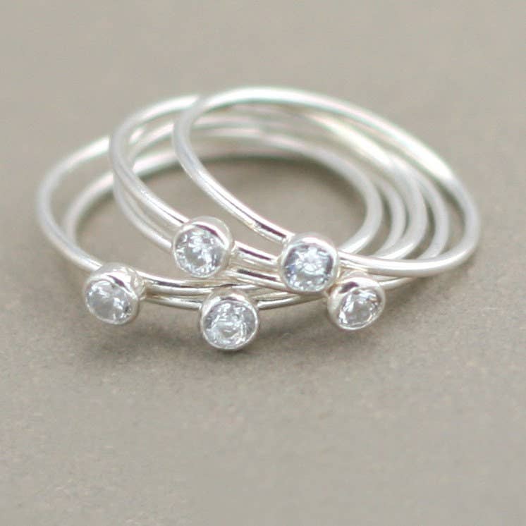 Silver Diamond Stacking Ring