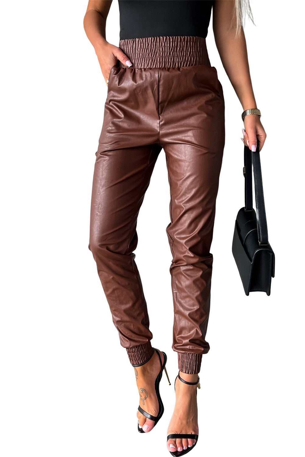 Faux Leather Joggers