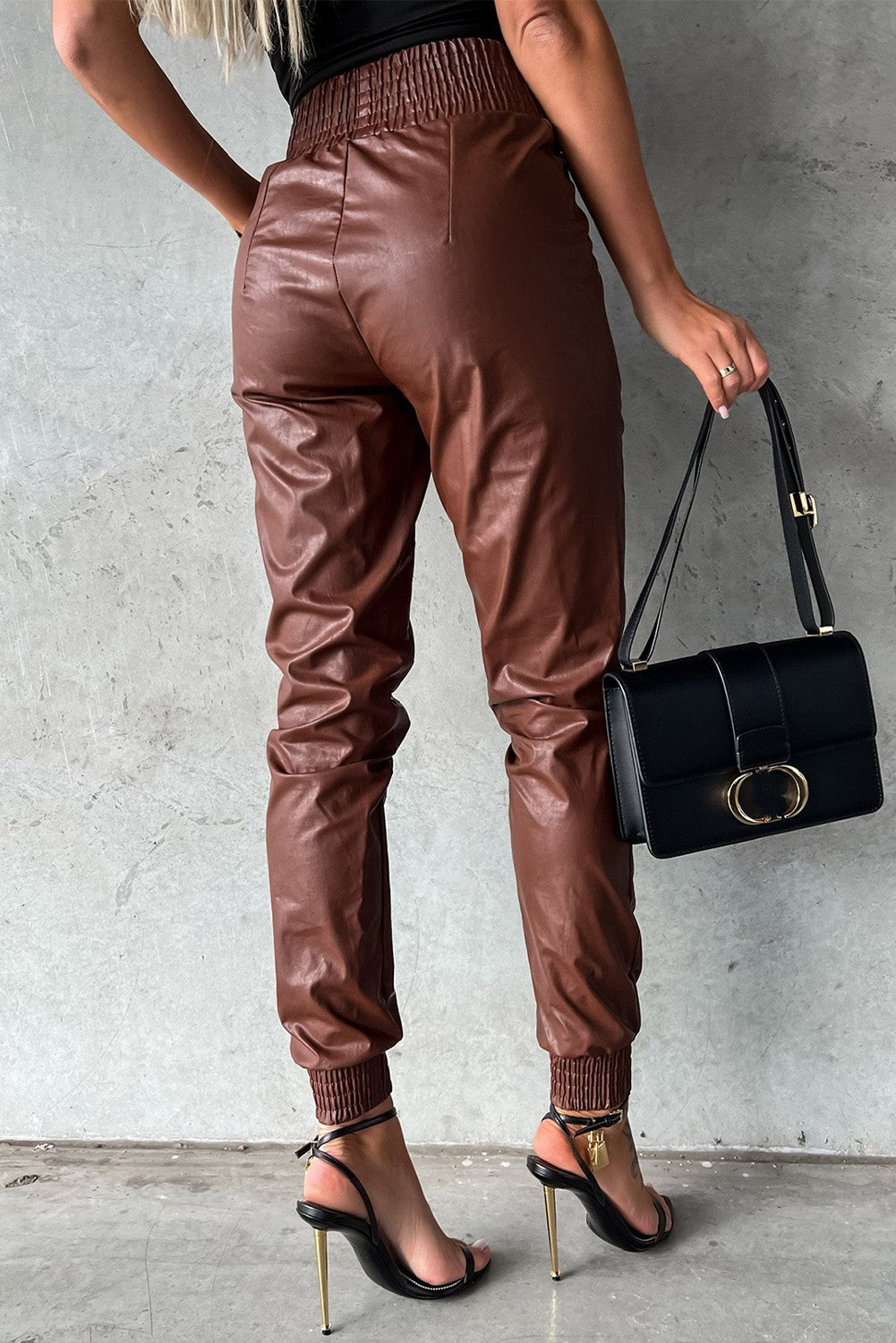 Faux Leather Joggers