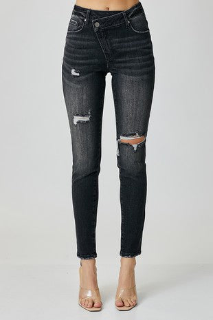 Risen Crossover Skinny Jeans