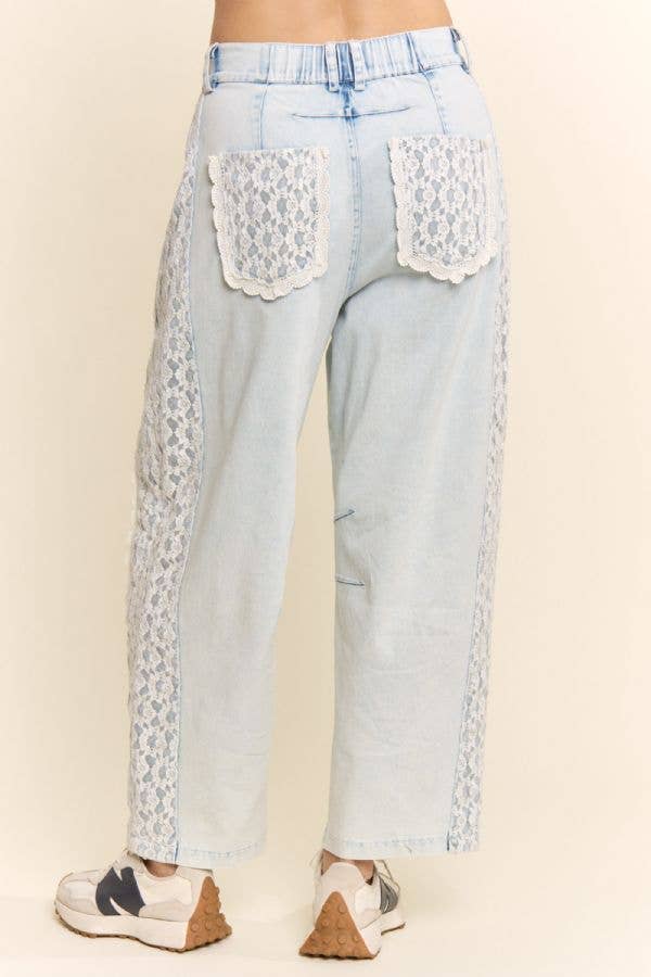 HR Lace-Trim Baggy Jeans