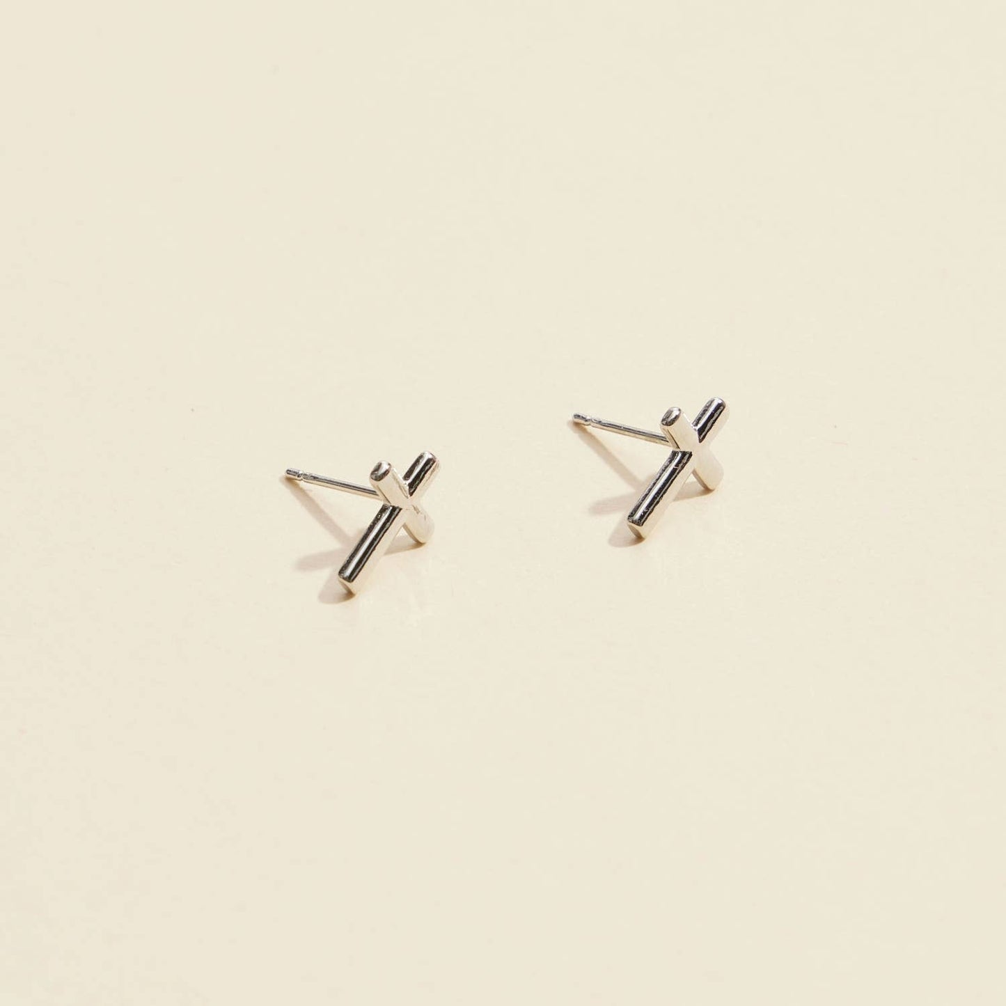 Gold and Silver Cross Stud Earrings