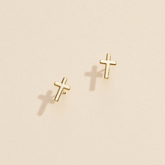 Gold and Silver Cross Stud Earrings