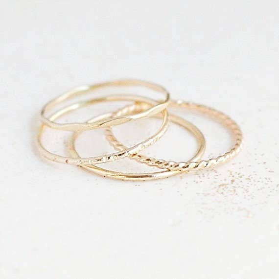 Gold Skinny Stacking Rings