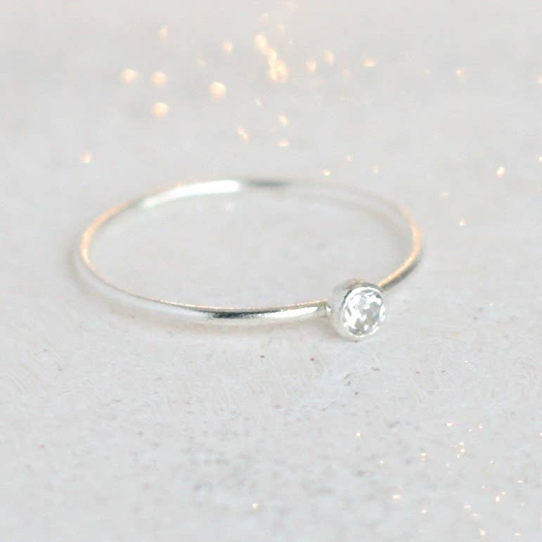 Silver Diamond Stacking Ring